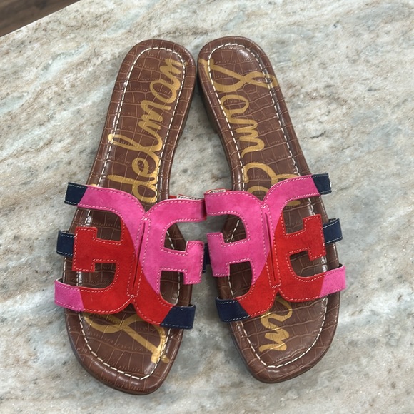 Sam Edelman sandal women’s navy/red/pink slip on like new size 10.5M - Picture 4 of 11